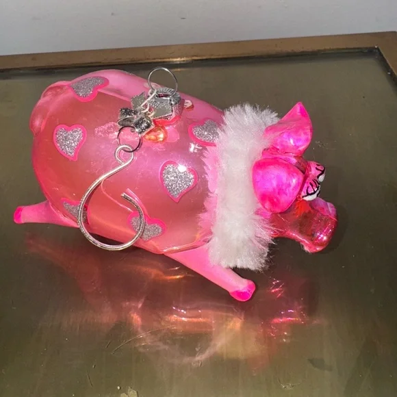 Betsey Johnson Pink Pig  Blown Glass  Ornament - Picture 5 of 8